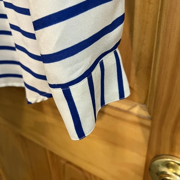 Calvin Klein Blue and White Striped Qaurter Zip Blouse Sz.Large - Picture 5 of 5